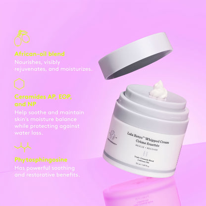 Drunk Elephant Lala Retro Whipped Cream - Ceramide Moisturizer - Clean Clinical Skincare - Cruelty-Free - Dermatologist-Tested - Free of Essential Oils, Silicones, and Fragrance