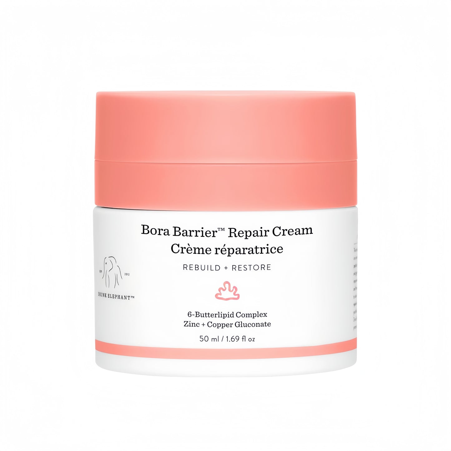 Drunk Elephant Bora Barrier Repair Cream - 50 ml/1.69 fl oz - Ultra-Rich Moisturizer - Clean Clinical Skincare - Cruelty-Free - Dermatologist-Tested - Free of Essential Oils, Silicones, and Fragrance